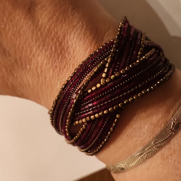 Red bronze beaded vintage bracelet - Picture 10 of 10